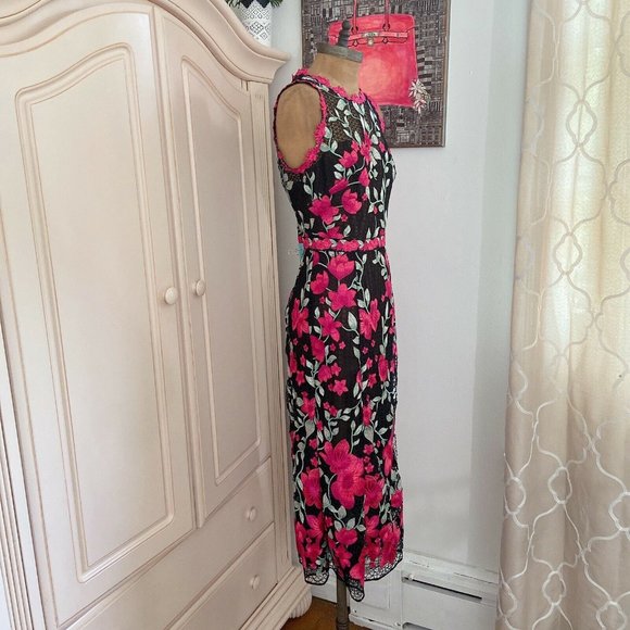 🆕 Marchesa Notte Embroidered Floral Lace Dress - Picture 5 of 10